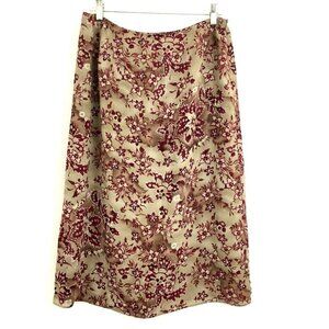 Charter Club Women's size 12 Lined Straight Skirt Beige Burgundy Floral NEW